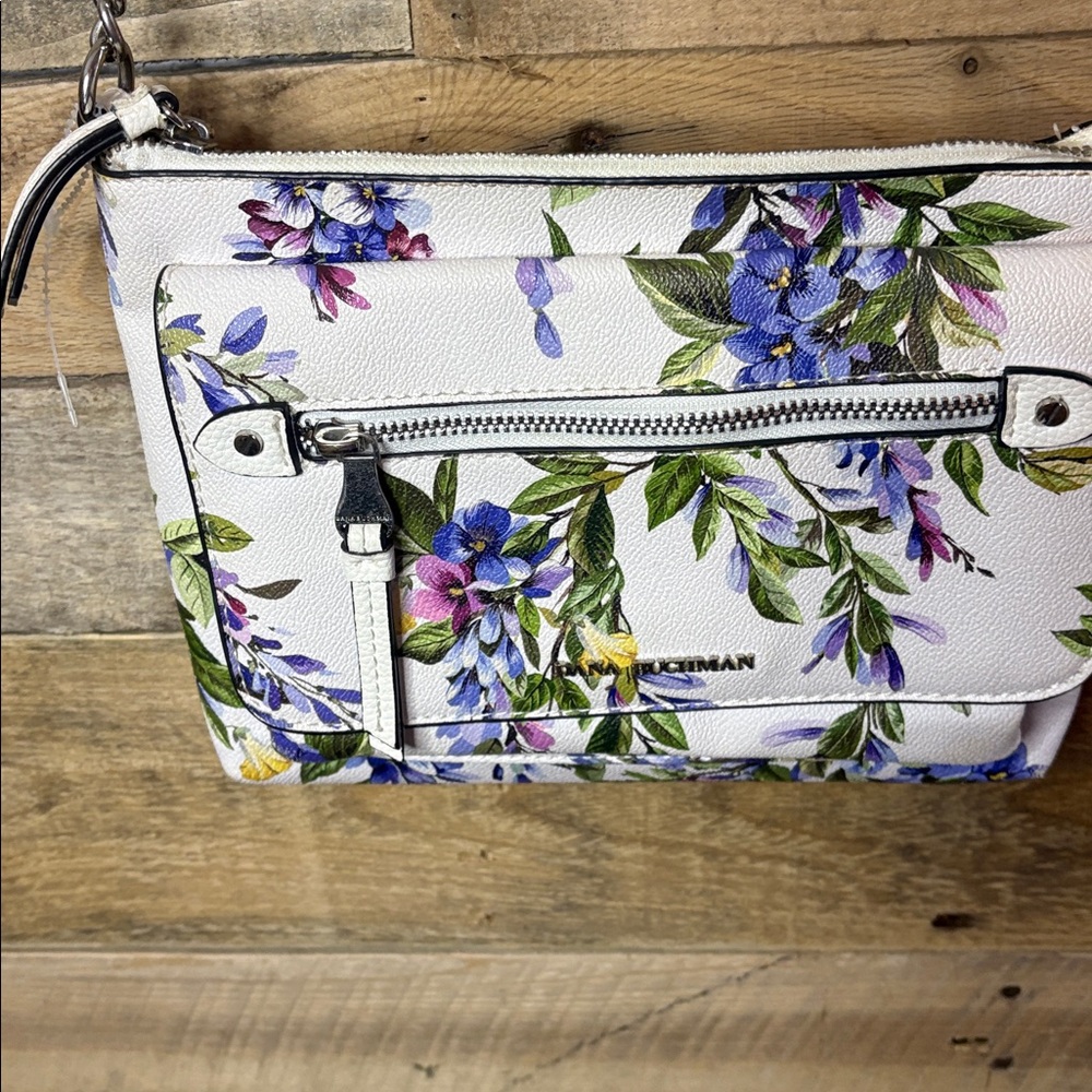 Dana Buchman White and Purple Floral Crossbody Bag - Picture 2 of 5